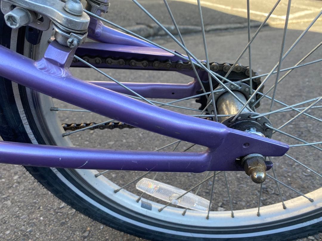 子供用自転車 紫色 前カゴ付き 20インチ