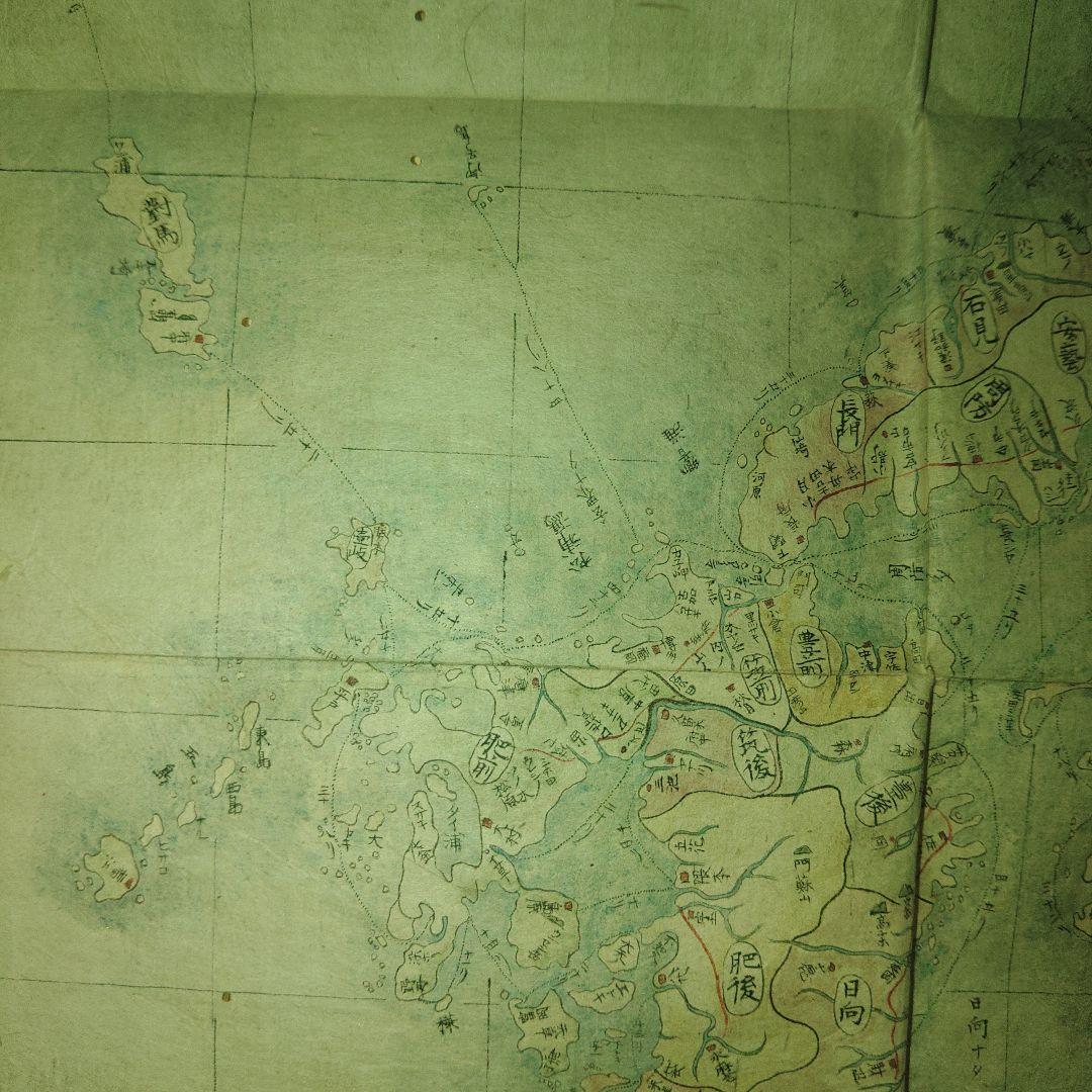 古日本絵図　時代物　江戸時代　縦横53cm