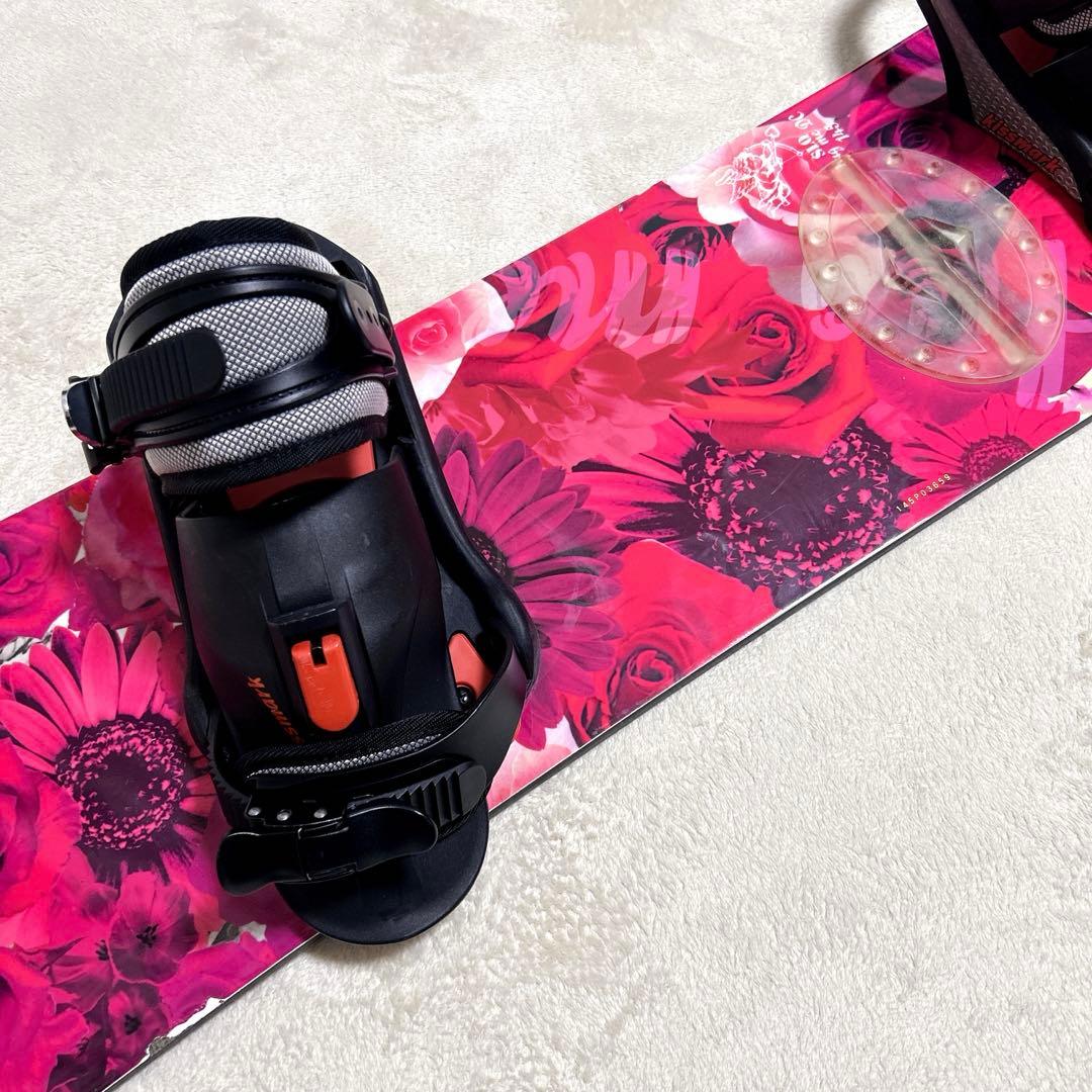 SLQ × KISSMARK 145cm スノーボード 2点セット 薔薇 可愛い