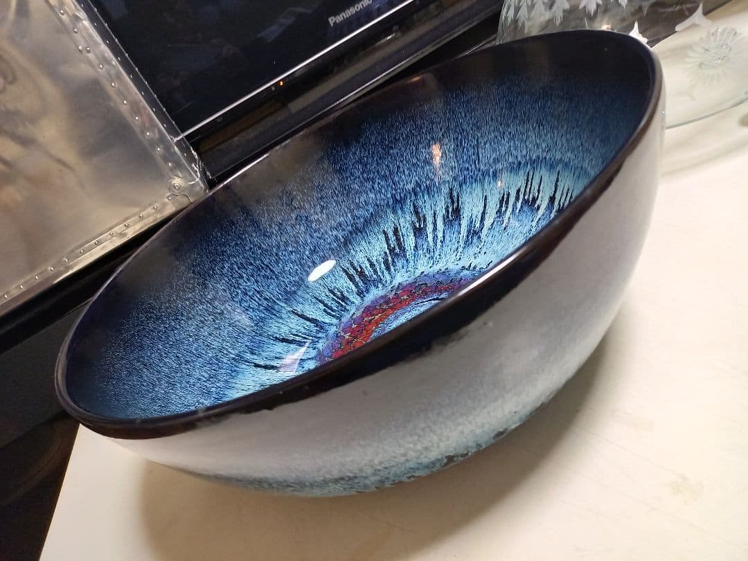 和物　和モダン　釉薬　希少　赤目　天目　陶器　大鉢　メダカ鉢　金魚鉢