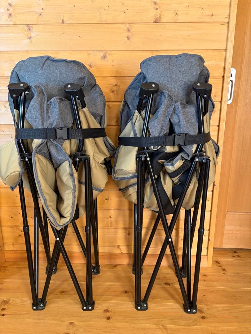 折りたたみアウトドアチェア グレーとベージュ(2脚セット)