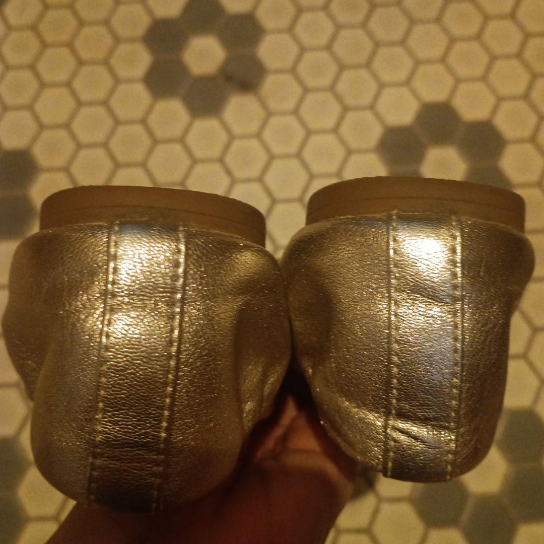 美品コールハーン☆ゴールドバレエシューズ7,5☆24,5☆リアルレザー