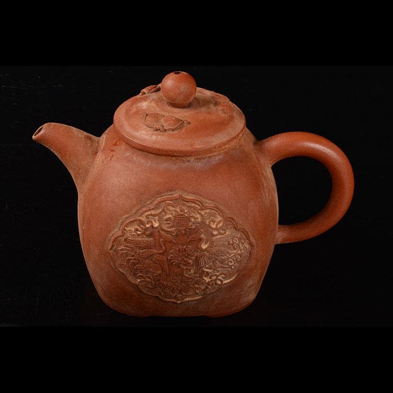 中国　光緒御製　鳳凰文　紫砂　朱泥　急須　茶壷　D　R5439E