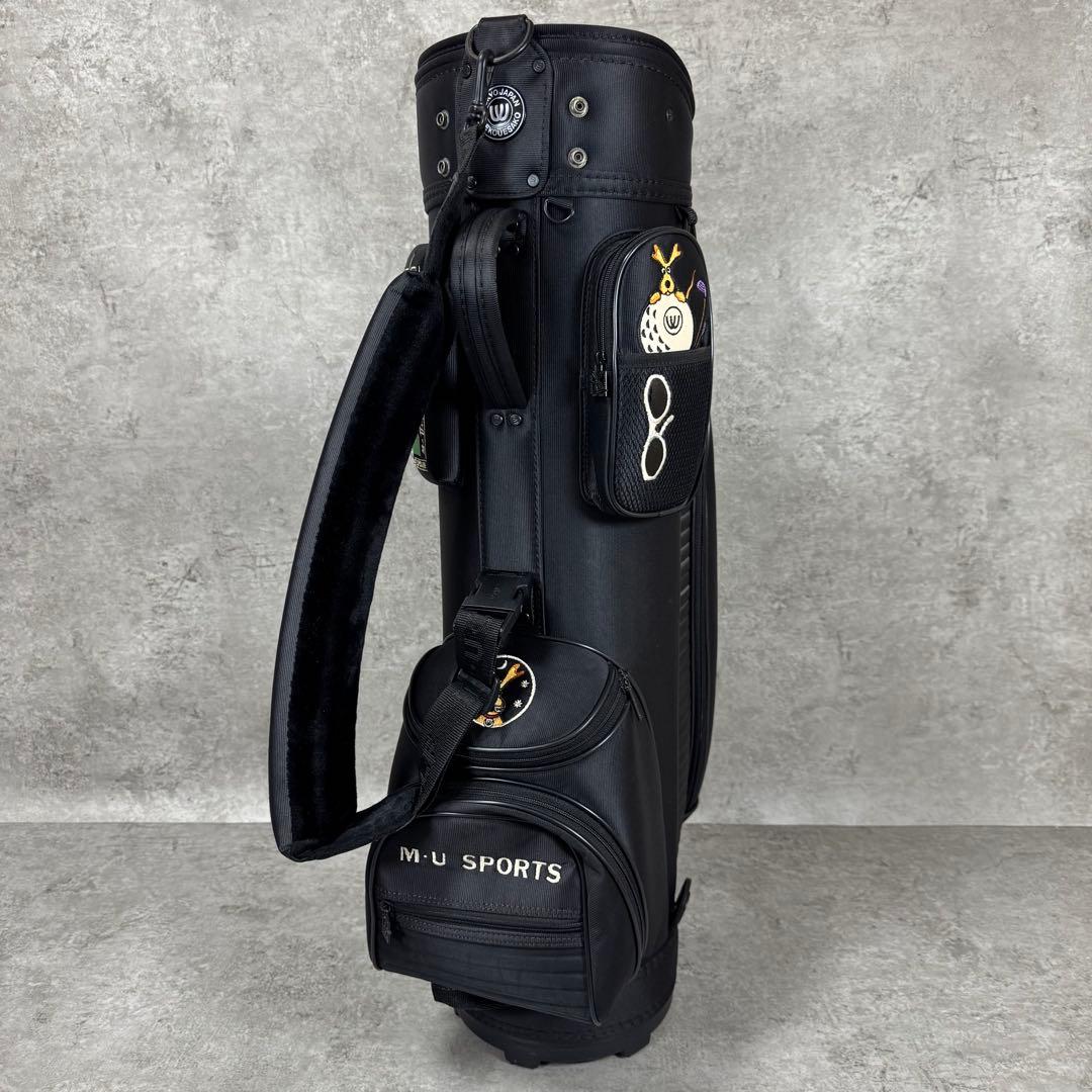 MU SPORTS キャディバッグ ブラック 犬デザイン 5分割 ゴルフ
