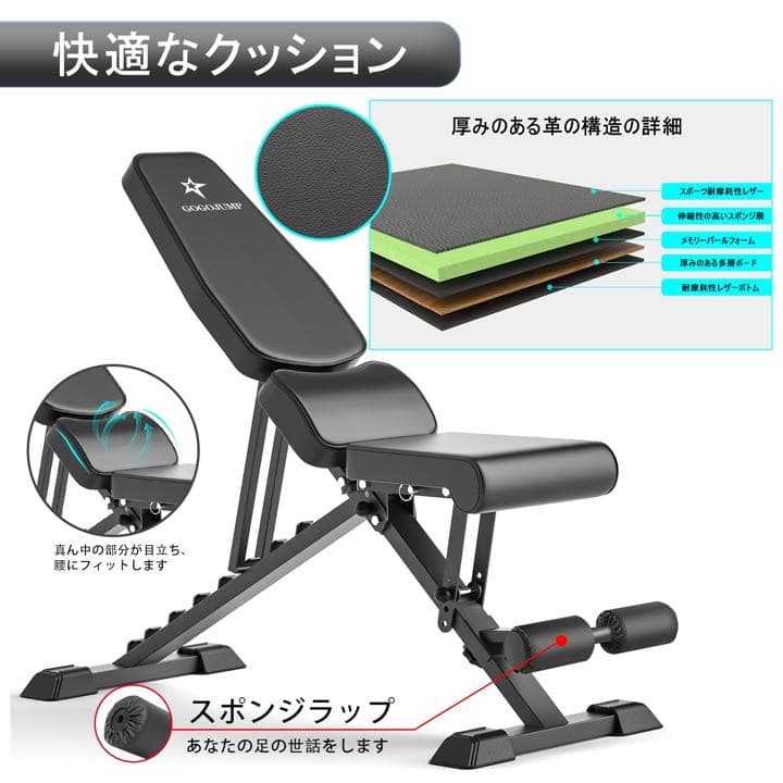 トレーニングベンチ インクラインベンチ 可変式フラットベンチ