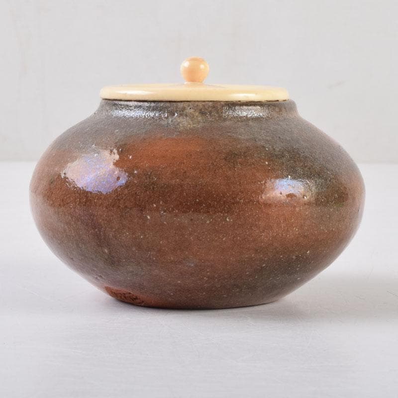 茶道具　一休庵　中村道年造　赤楽茶入　仕覆付　共箱　N　8700