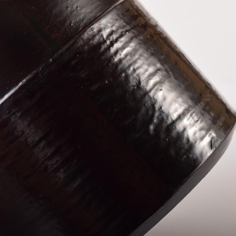 マル　茶道具　山中塗　中村宗悦作　真塗曲　雪吹棗　共布共箱　V　7456